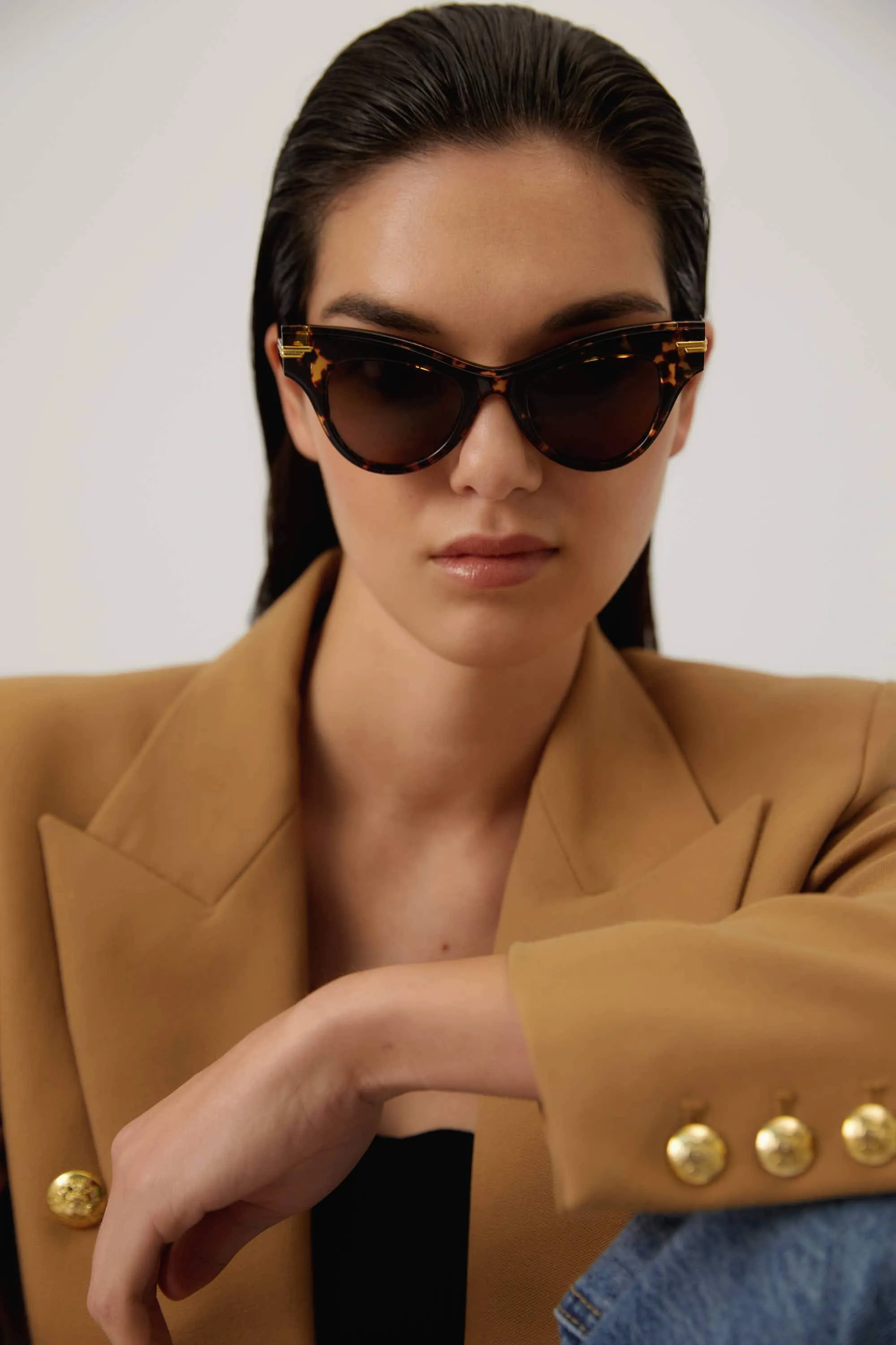 Bottega Veneta havana cat eye acetate sunglasses
