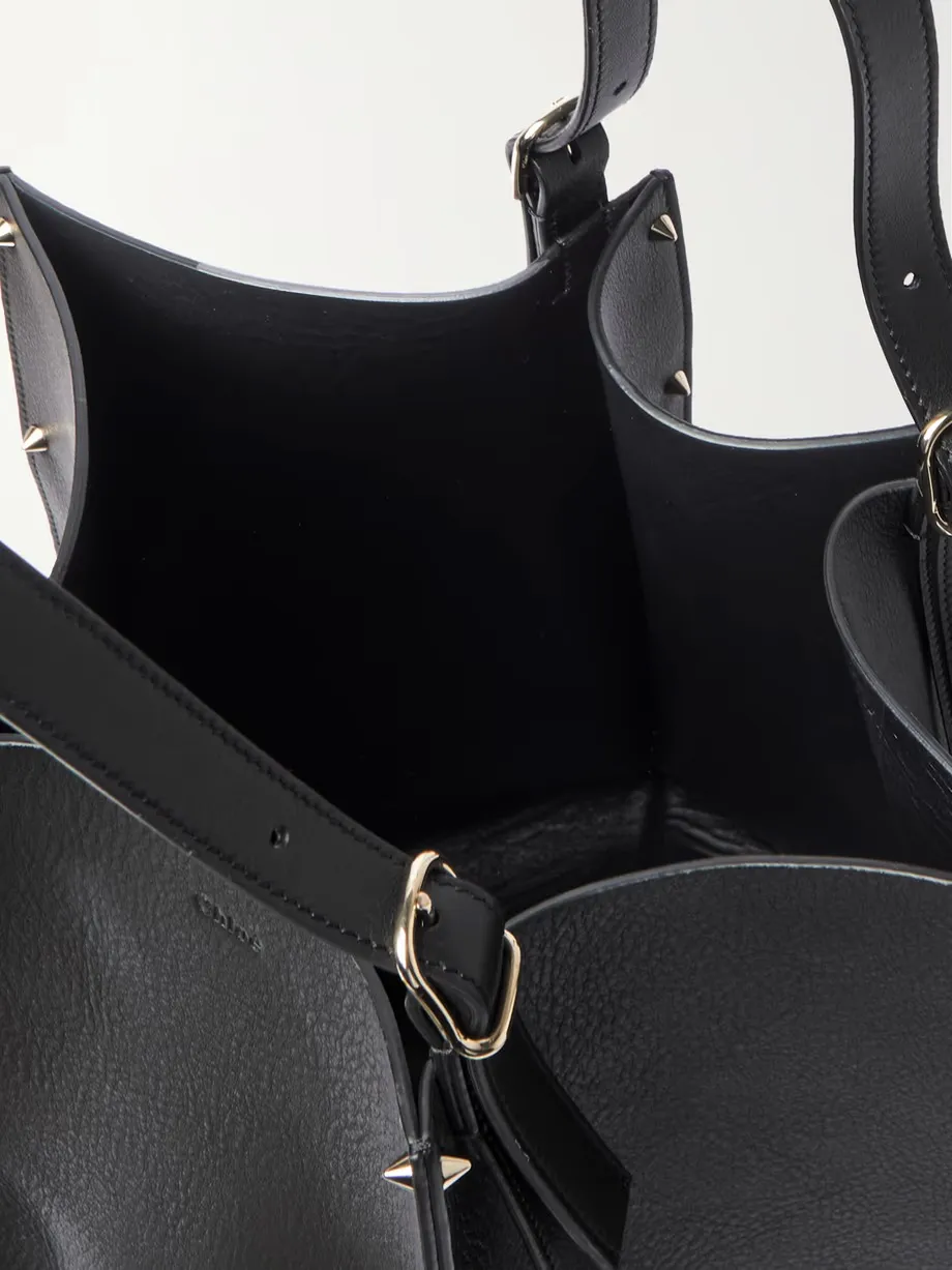 Carmela studded textured-leather tote