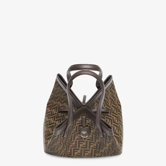 Fendi Origami Large Brown FF jacquard fabric bag that can be transformed