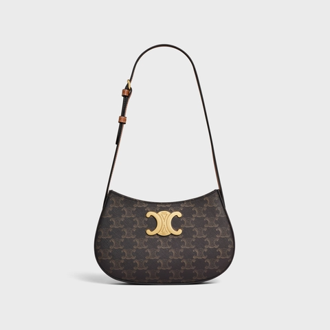 MEDIUM TILLY BAG IN TRIOMPHE CANVAS AND CALFSKIN TAN