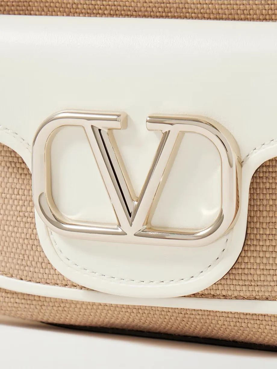 Loc small leather-trimmed raffia bucket bag