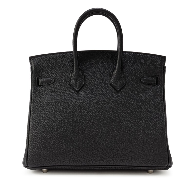 Black Togo Birkin 25 Palladium Hardware