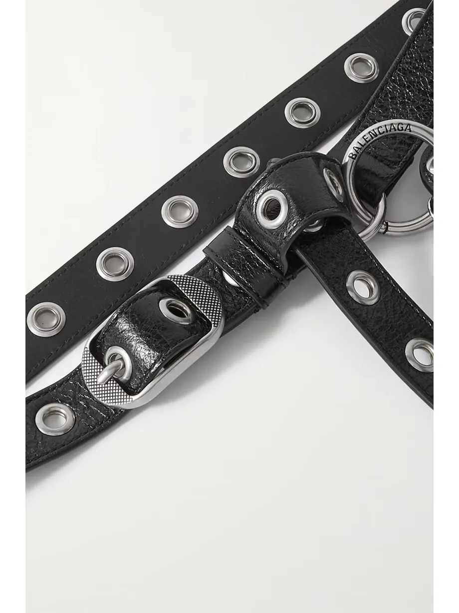Le Cagole embellished crinkled-leather belt