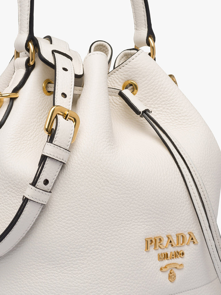 Prada Leather Bucket Bag in White