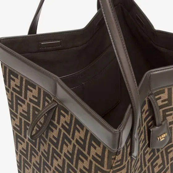 Fendi Origami Large Brown FF jacquard fabric bag that can be transformed
