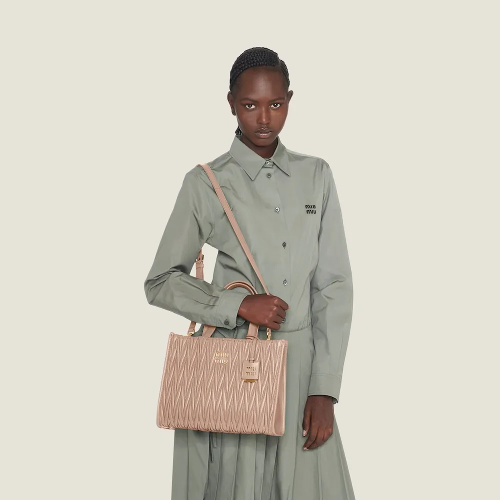 Matelassé nappa leather tote 30cm