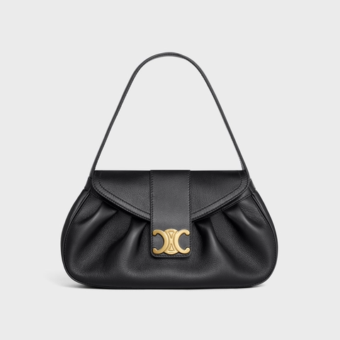 MEDIUM POLLY BAG IN SUPPLE CALFSKIN BLACK