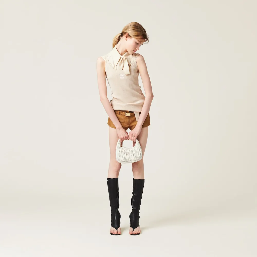 Wander matelassé nappa leather mini hobo bag