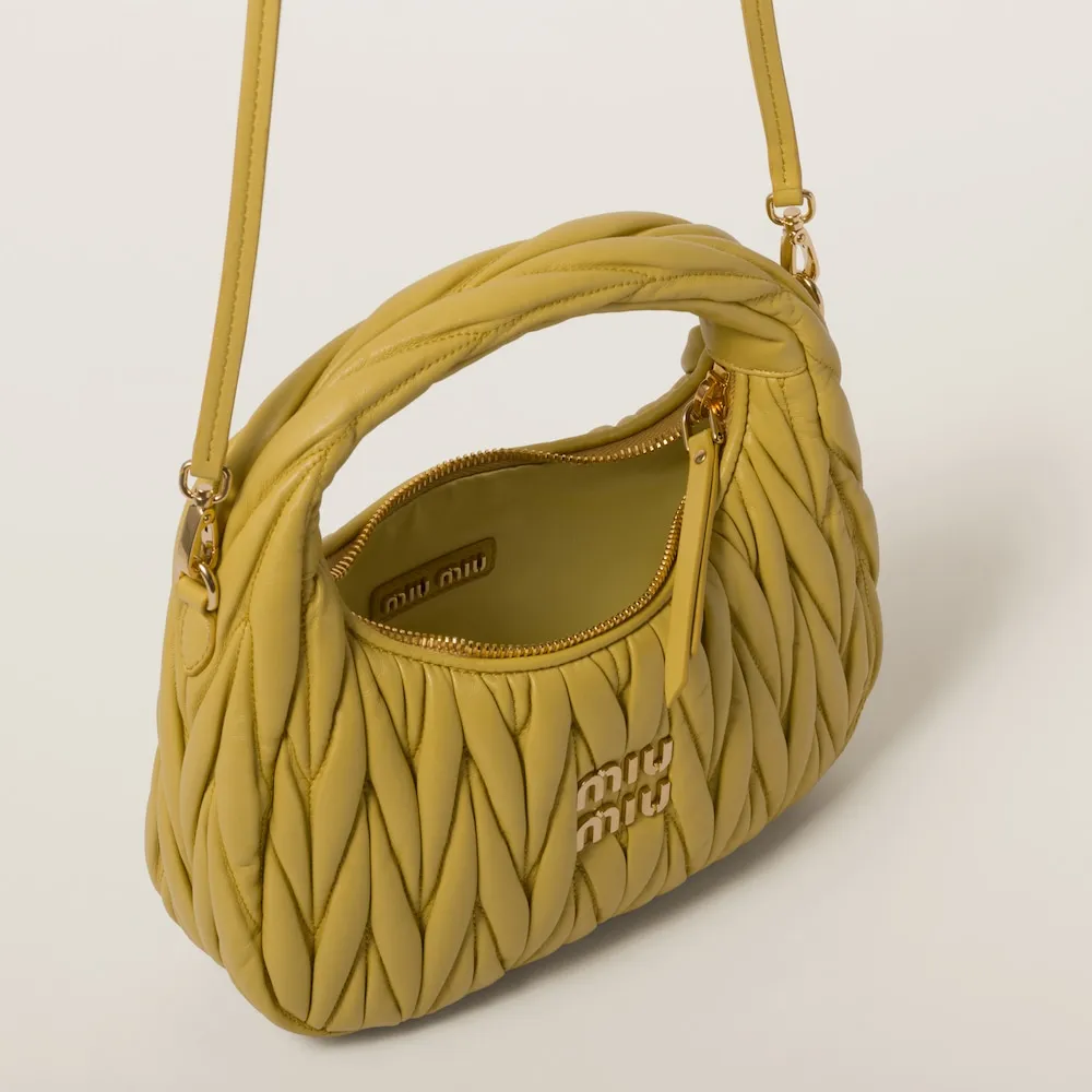 Wander matelassé nappa leather mini hobo bag