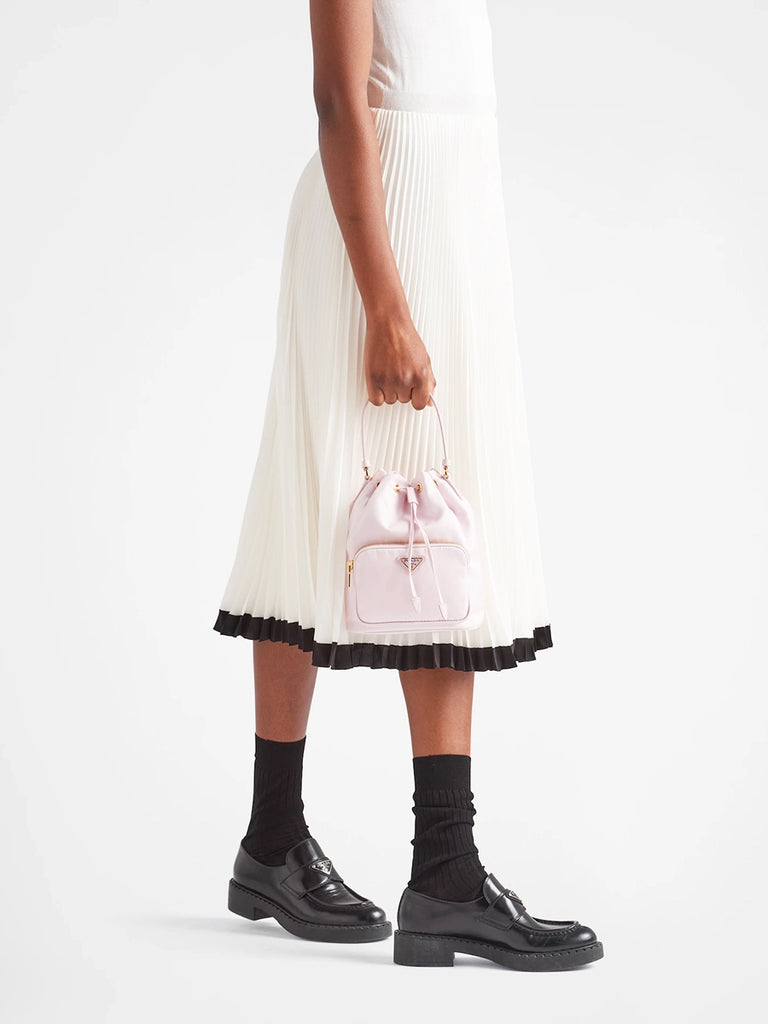 Prada Duet Re-Nylon Bucket Shoulder Bag in Alabaster Pink