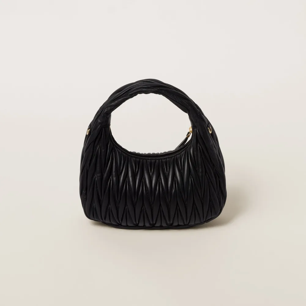 Wander matelassé nappa leather hobo bag 18cm