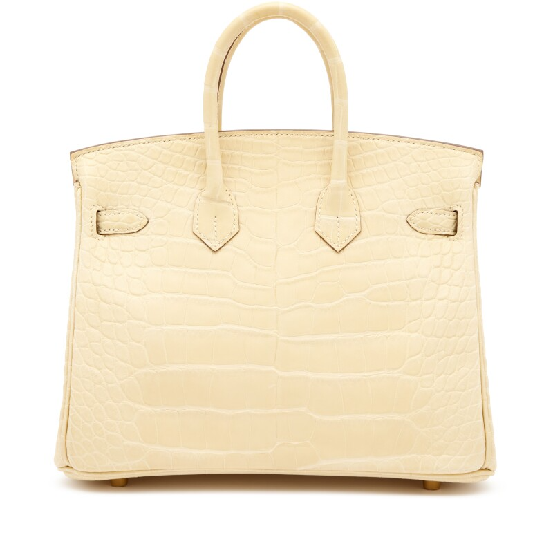 Vanille Matte Mississippiensis Alligator Birkin 25 Gold Hardware