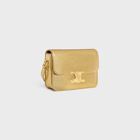 TEEN TRIOMPHE BAG IN LAMINATED LIZARD GOLD