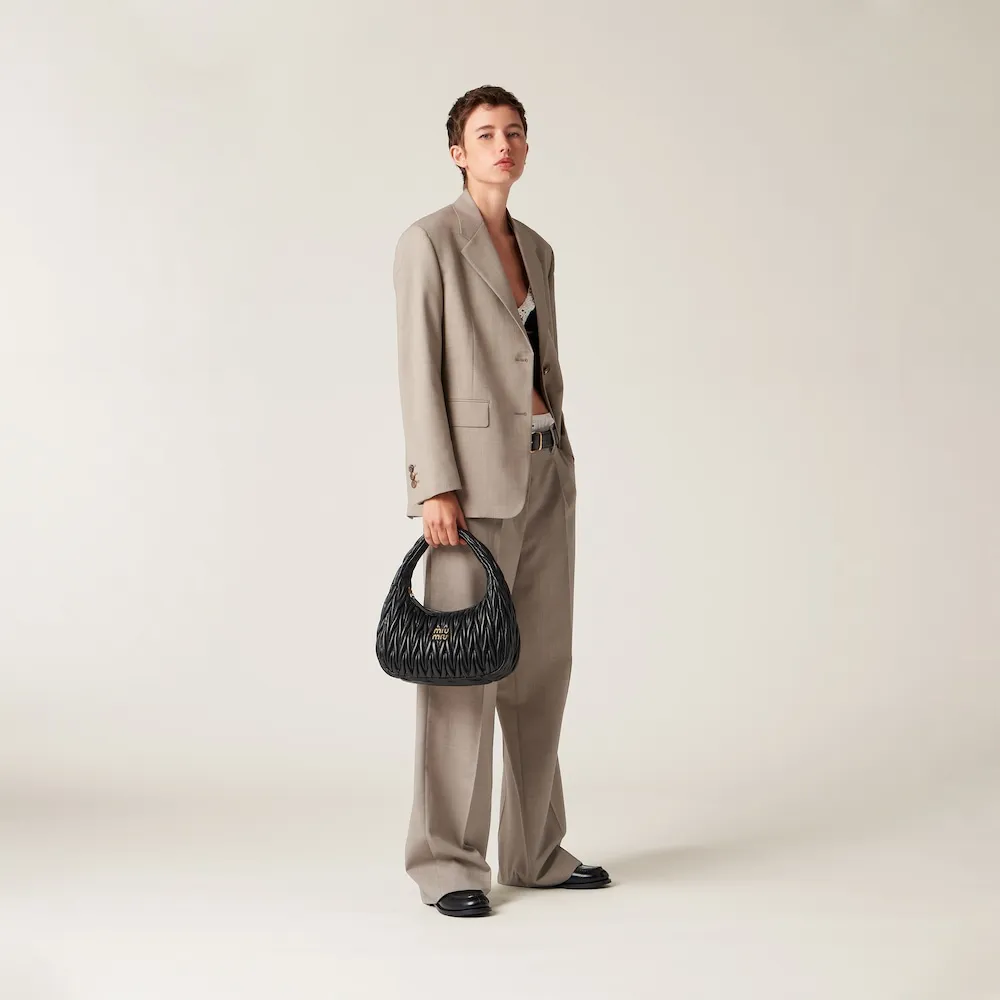 Wander matelassé nappa leather hobo bag 24cm