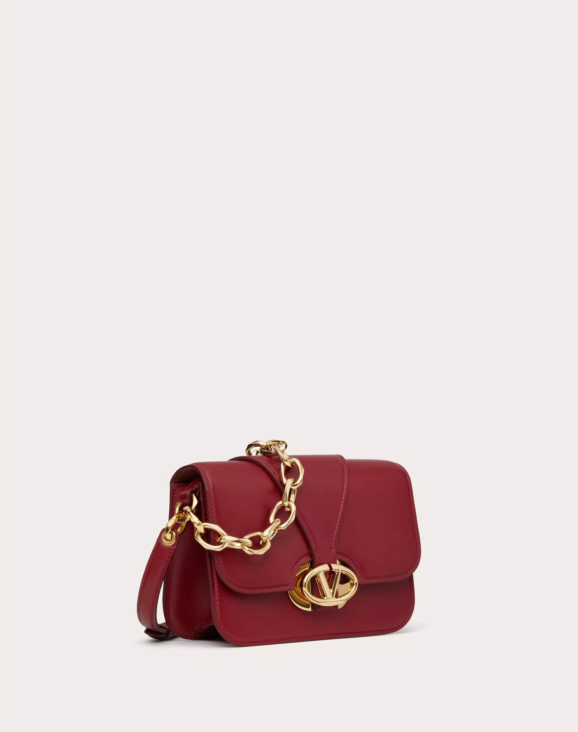 VLOGO O'CLOCK SMALL NAPPA LEATHER SHOULDER BAG WITH CHAIN