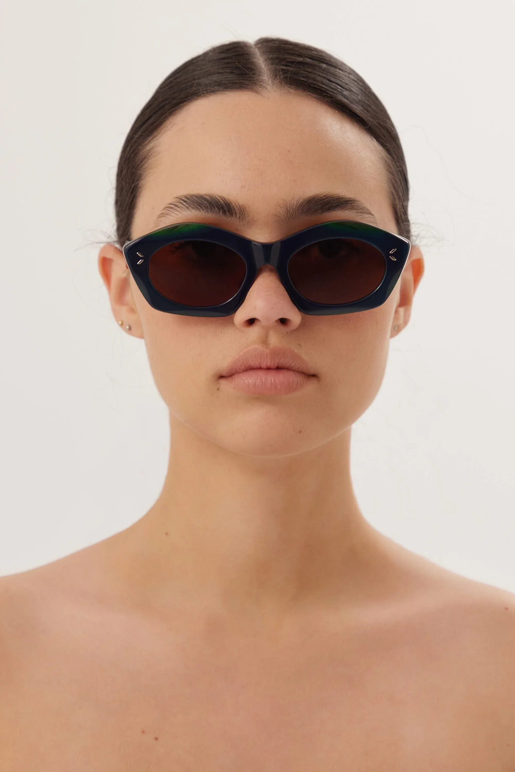 MCQ bold geometric blu and green sunglasses