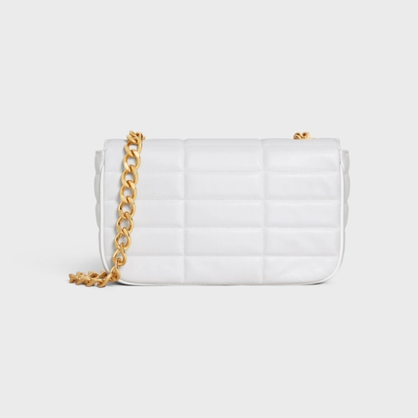 CHAIN SHOULDER BAG MATELASSE MONOCHROME CELINE IN QUILTED CALFSKIN ARCTIC WHITE