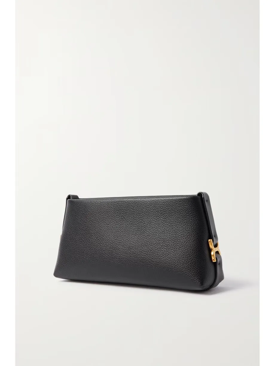 Marcie textured-leather clutch