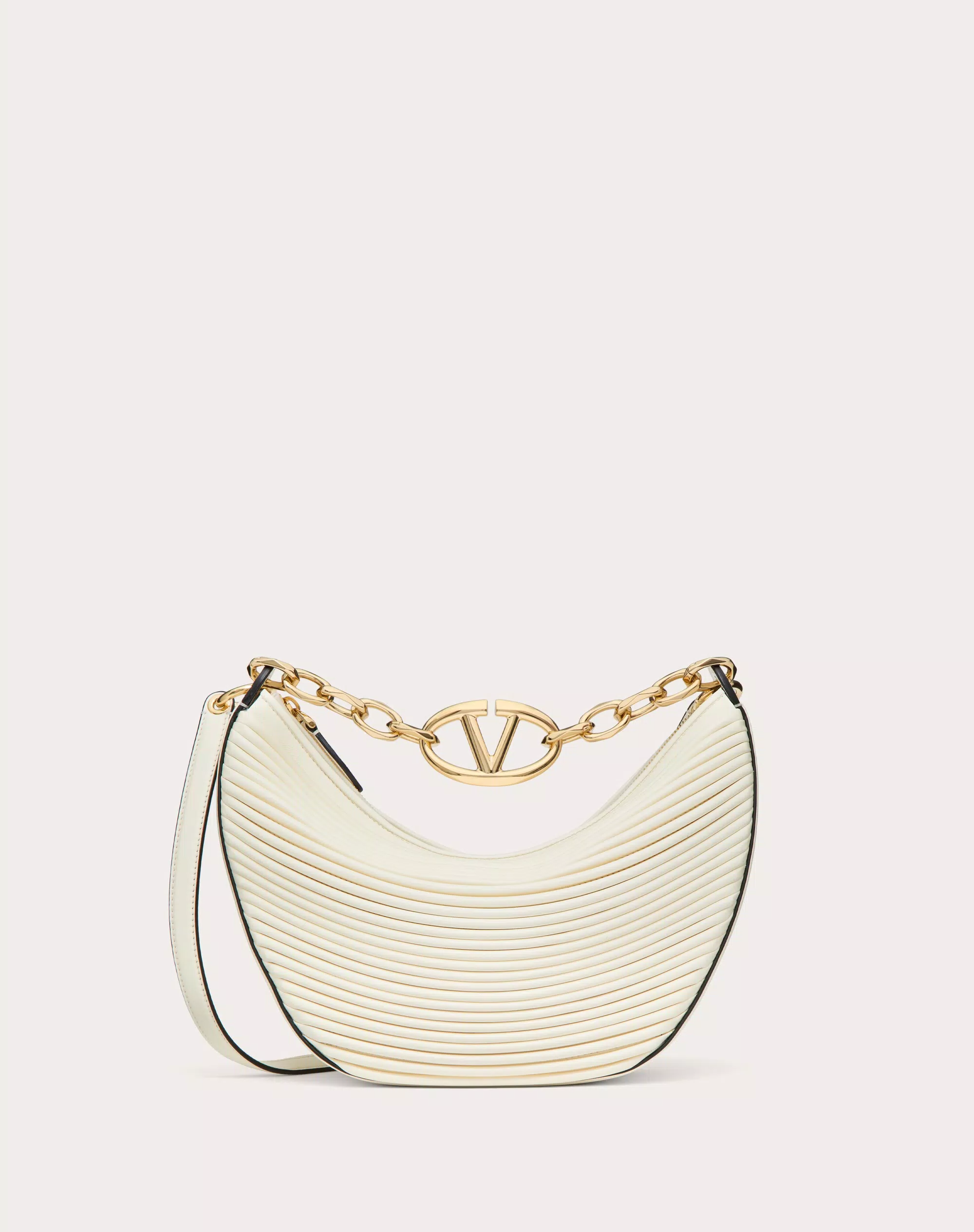SMALL VLOGO MOON HOBO BAG IN NAPPA LEATHER WITH CHAIN