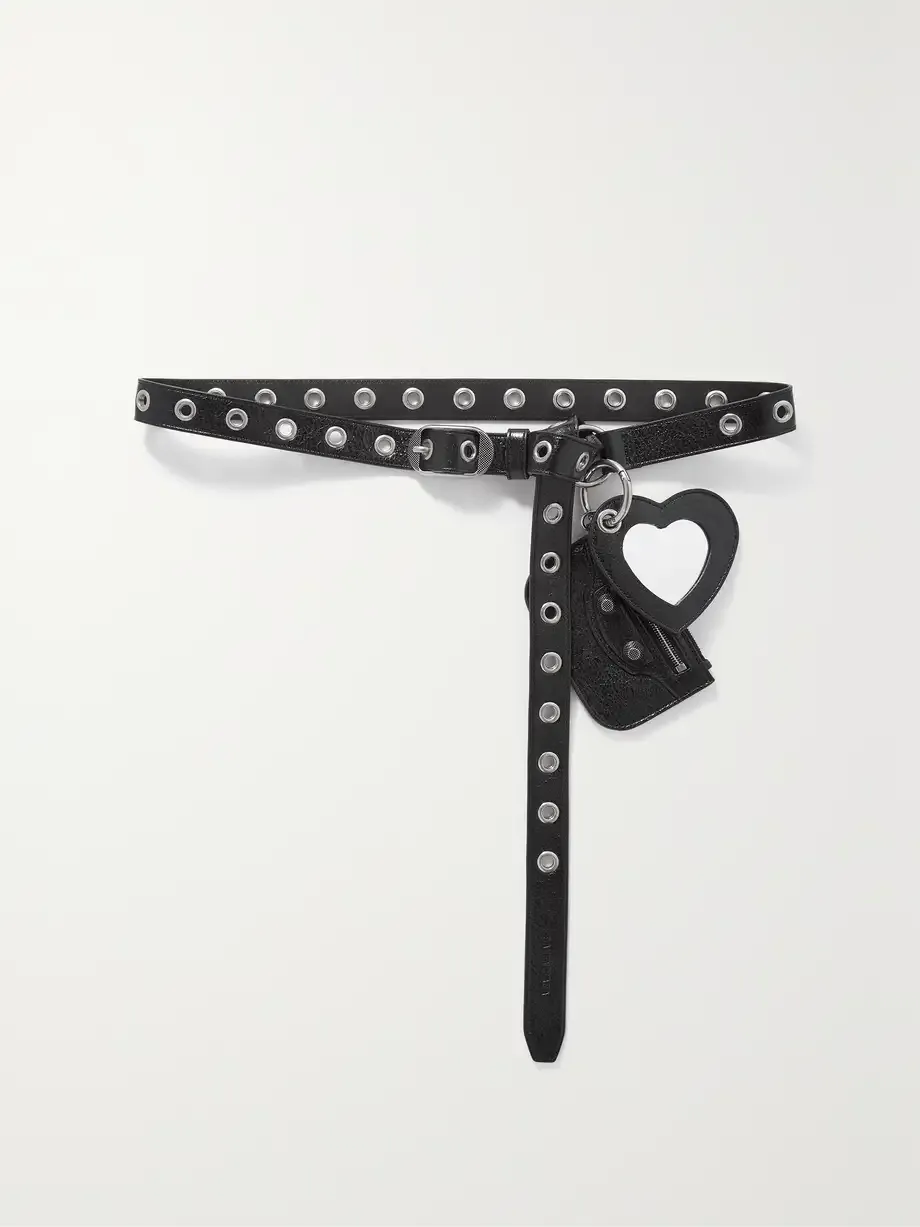 Le Cagole embellished crinkled-leather belt