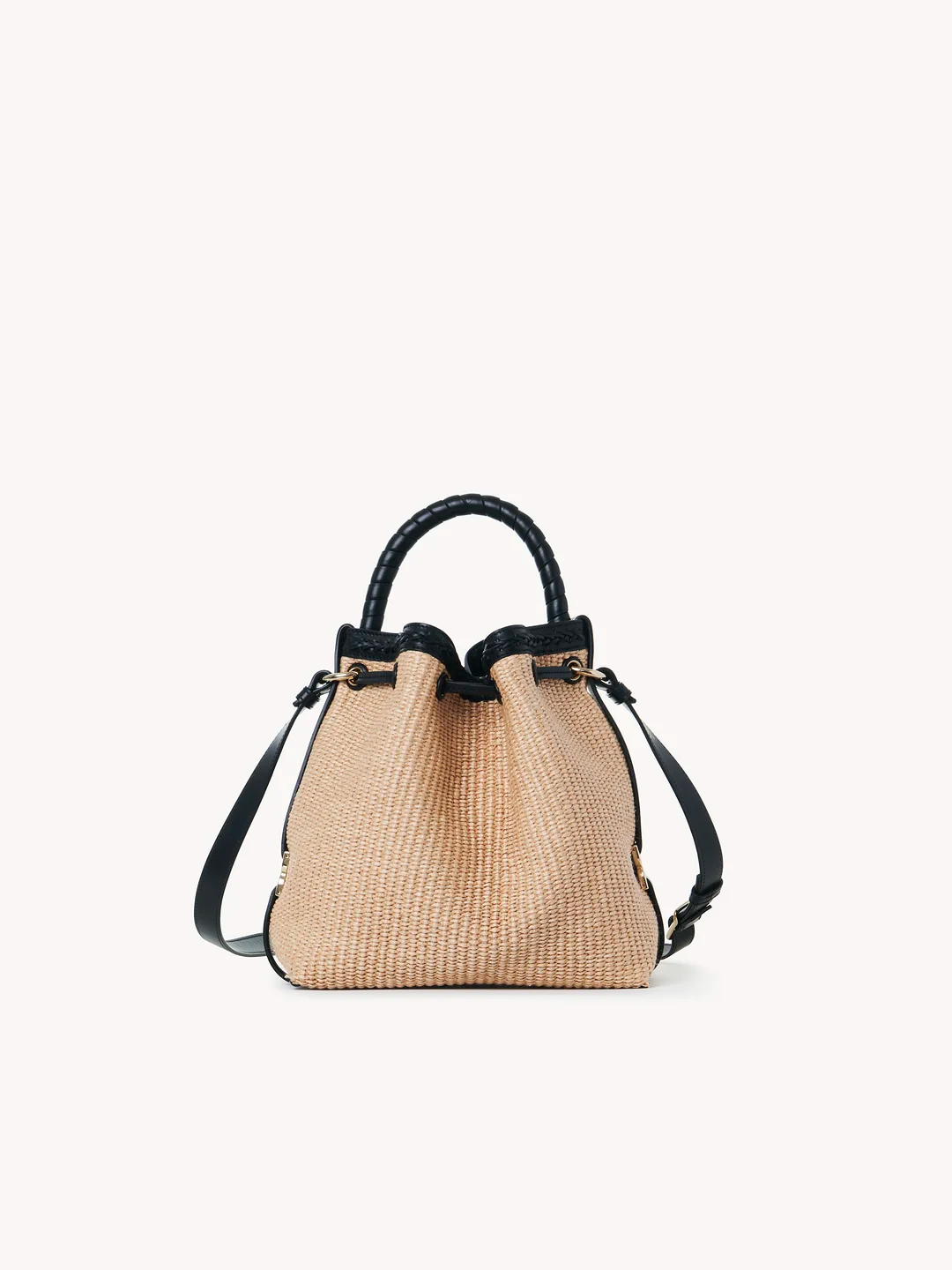 Marcie Bucket Bag In Soft Leather & Braided Fibers