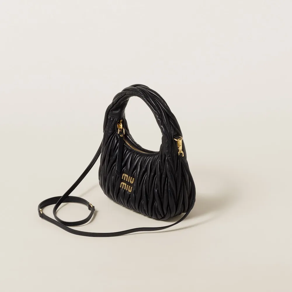 Wander matelassé nappa leather mini hobo bag