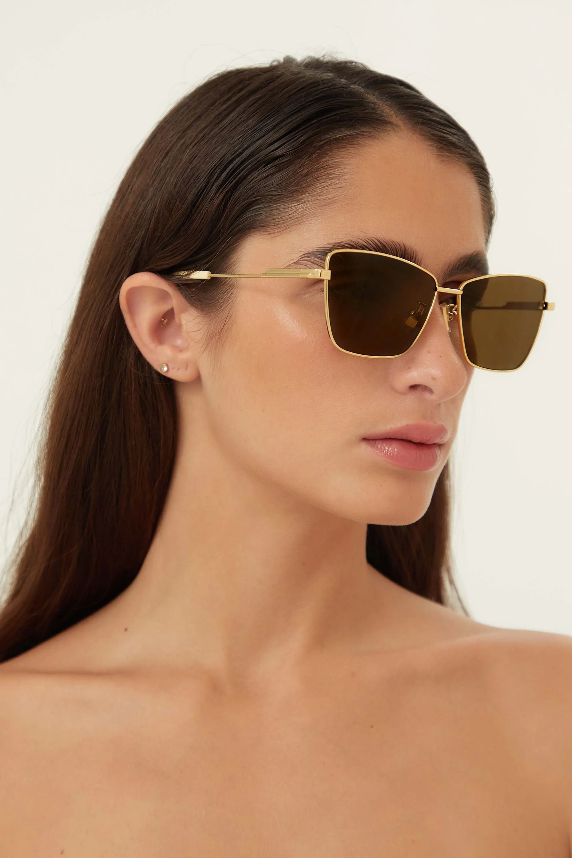 Bottega Veneta cat-eye full metal gold sunglasses