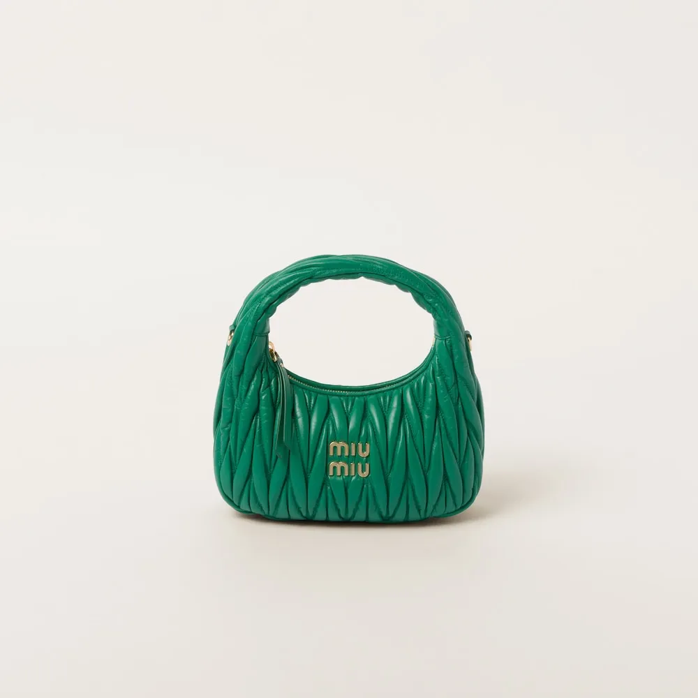 Wander matelassé nappa leather mini hobo bag