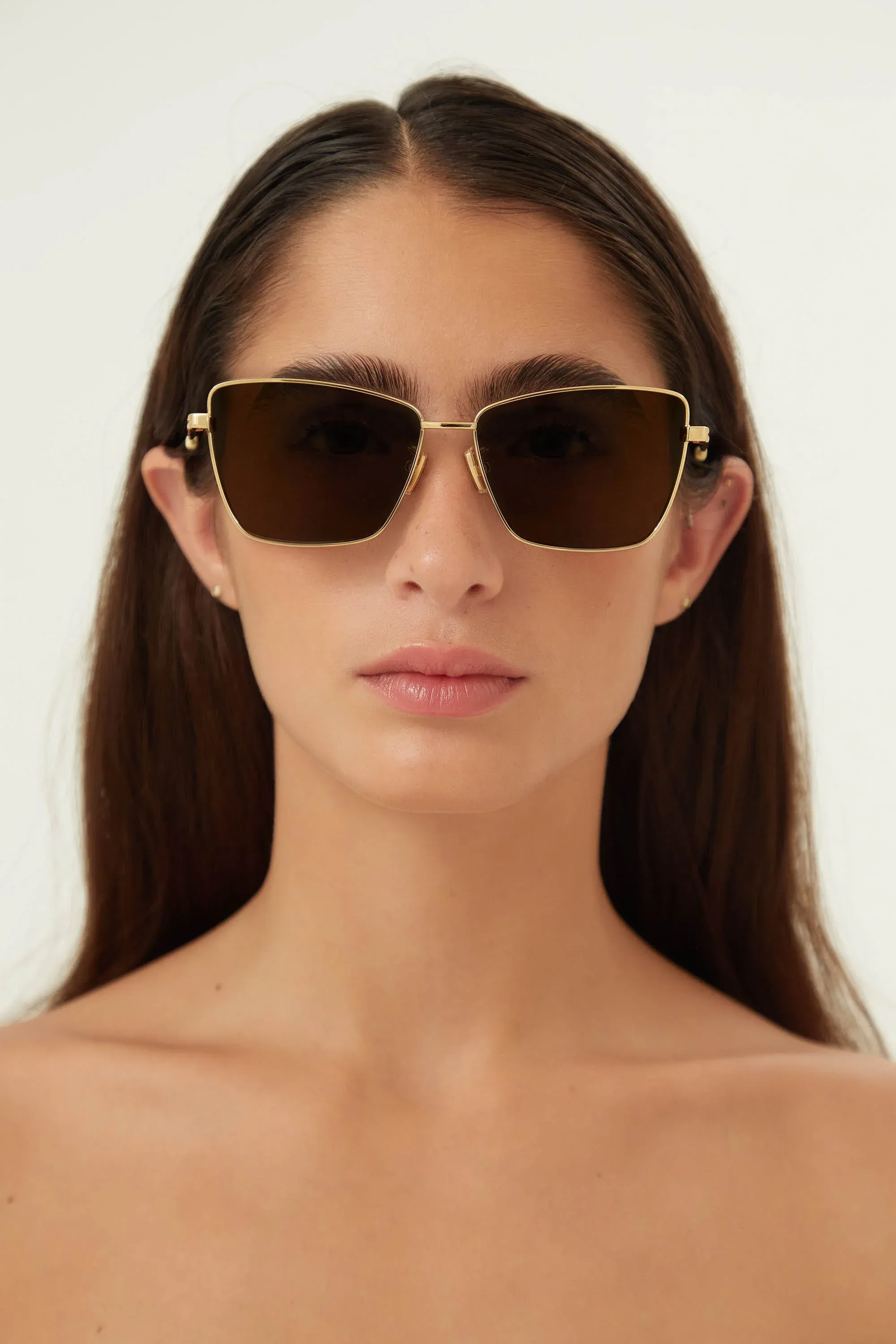 Bottega Veneta cat-eye full metal gold sunglasses