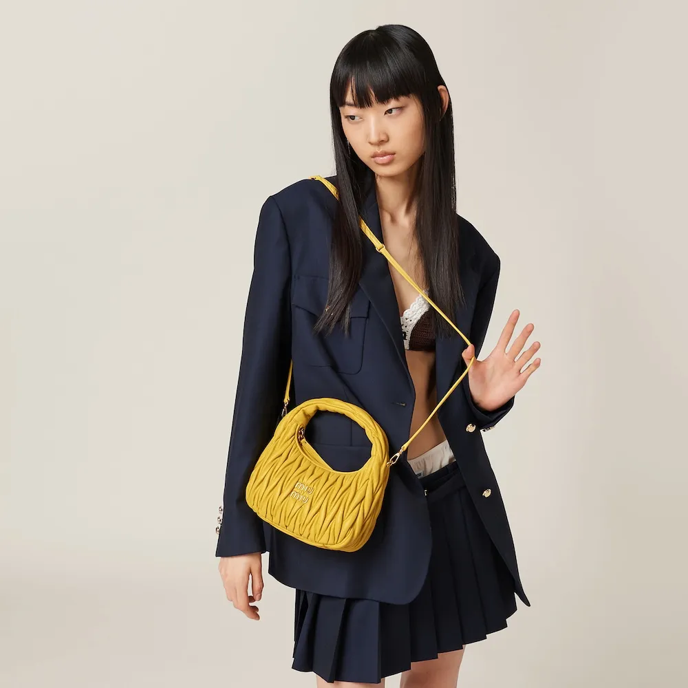 Wander matelassé nappa leather mini hobo bag