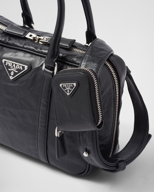 Prada Medium antique nappa leather top handle bag - Black