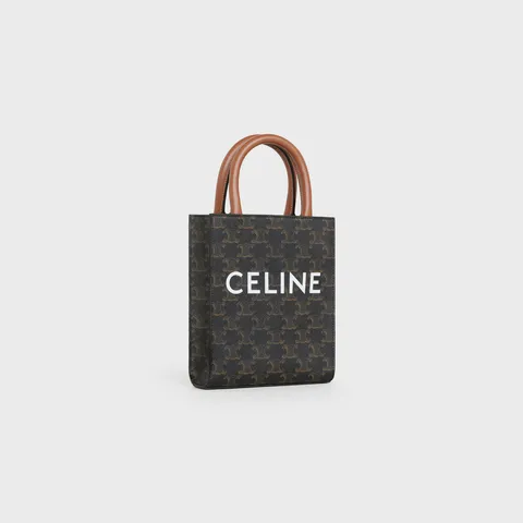 MINI VERTICAL CABAS IN TRIOMPHE CANVAS AND CALFSKIN WITH CELINE PRINT