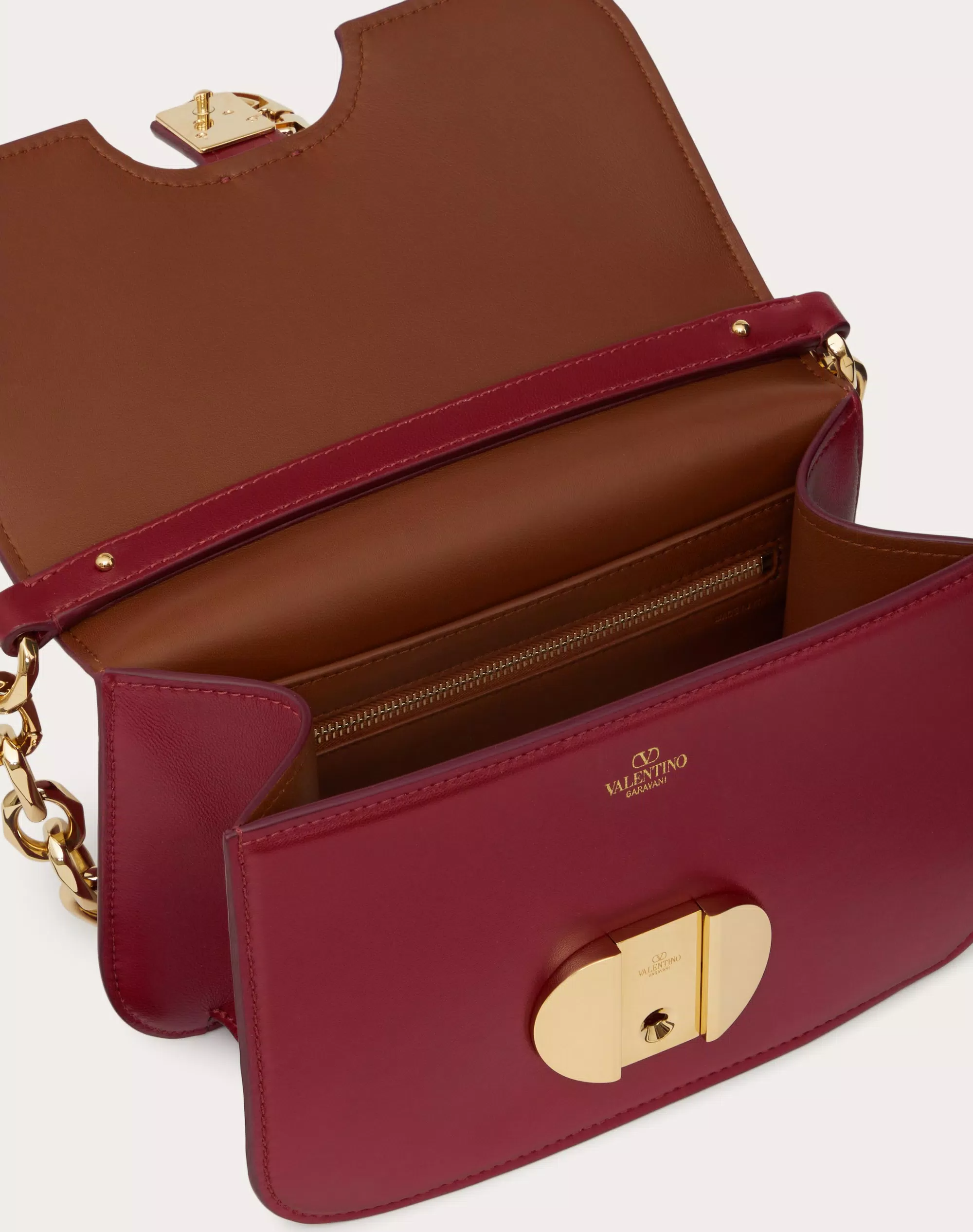 VLOGO O'CLOCK SMALL NAPPA LEATHER SHOULDER BAG WITH CHAIN