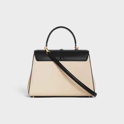 Classique 16 Bag in TEXTILE AND CALFSKIN - Natural / Black - NEW - 5 | CELINE CLASSIQUE 16 BAG IN TEXTILE AND CALFSKIN NATURAL / BLACK