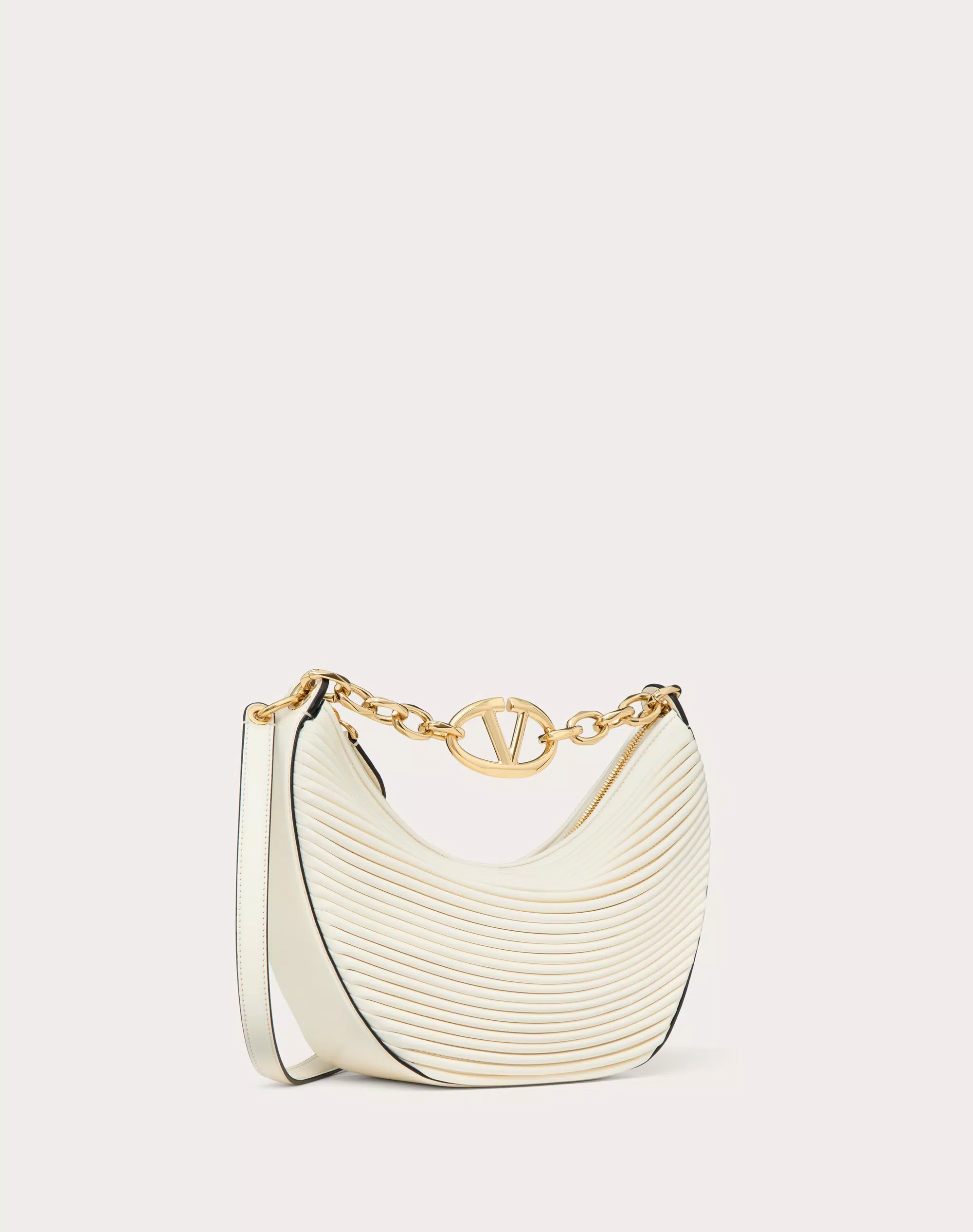 SMALL VLOGO MOON HOBO BAG IN NAPPA LEATHER WITH CHAIN