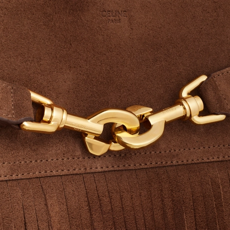 MEDIUM ANNABEL BAG WITH FRINGES IN SUEDE CALFSKIN BROWN