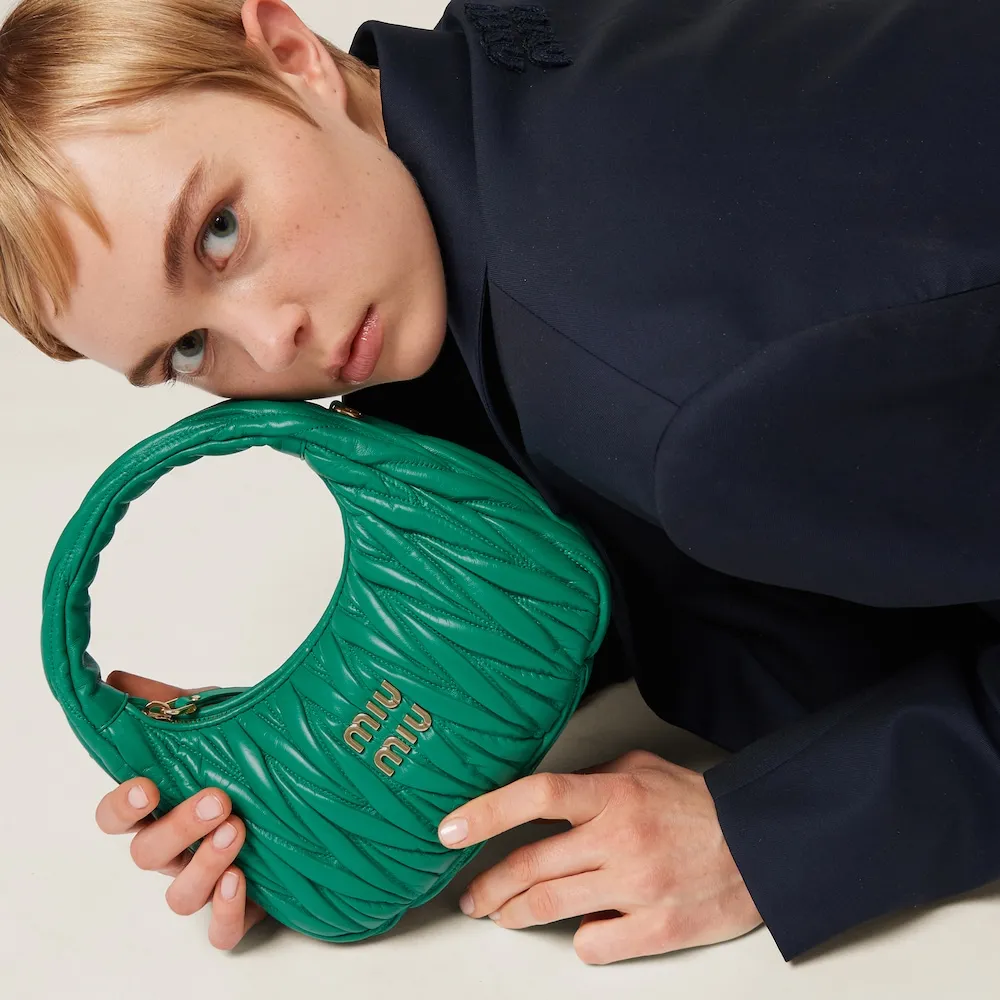 Wander matelassé nappa leather mini hobo bag