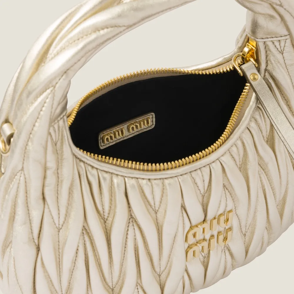 Wander matelassé nappa leather mini hobo bag