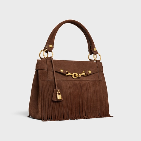 MEDIUM ANNABEL BAG WITH FRINGES IN SUEDE CALFSKIN BROWN