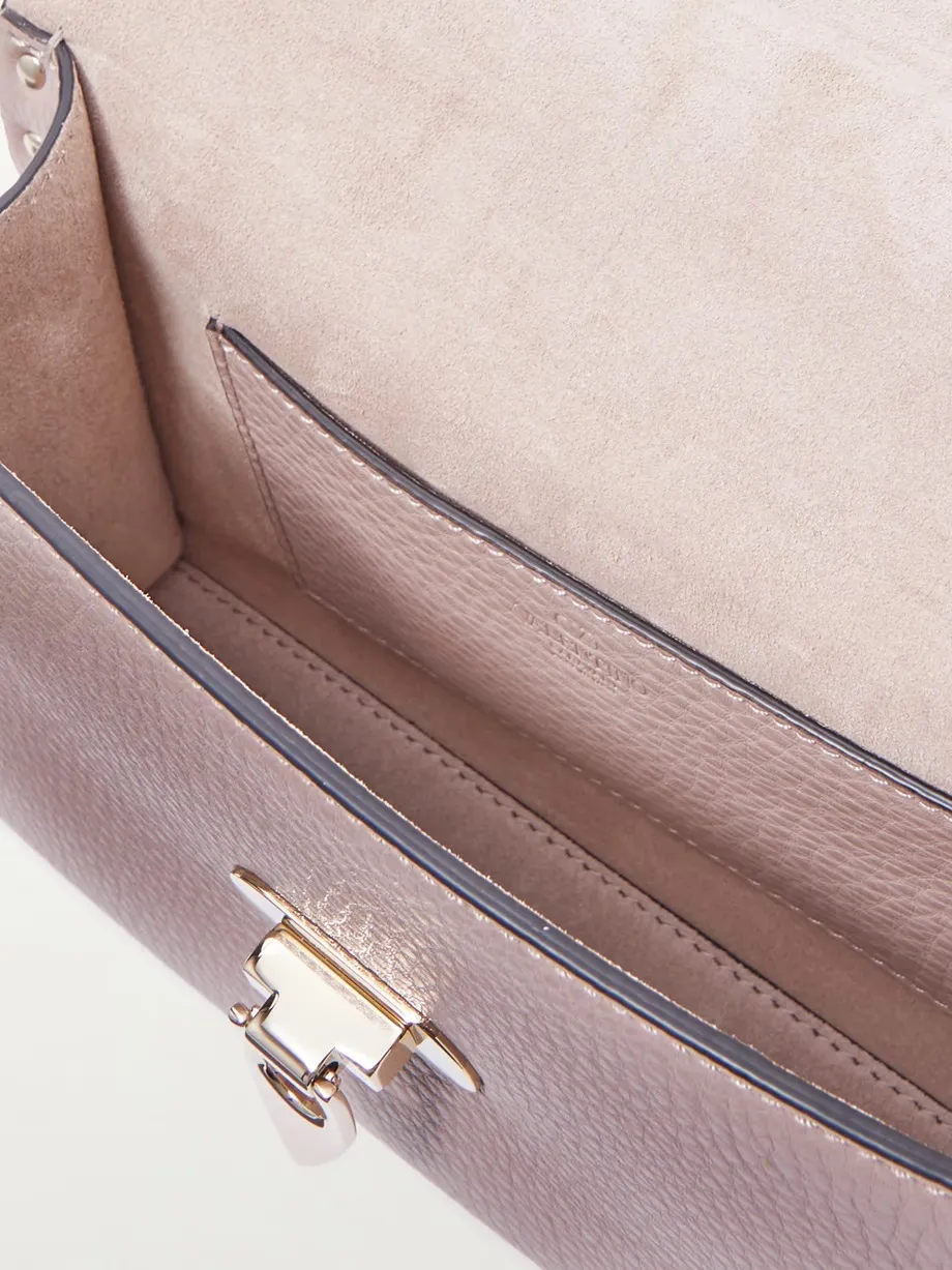 Rockstud textured-leather shoulder bag