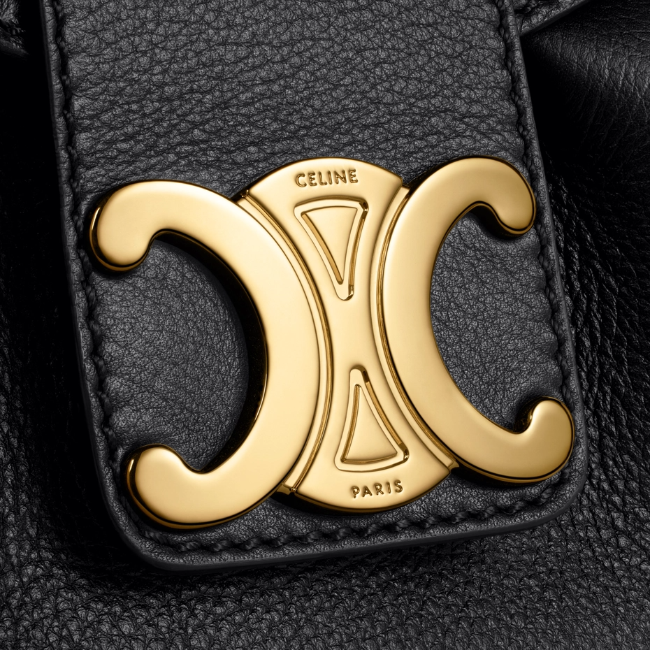 MEDIUM POLLY BAG IN SUPPLE CALFSKIN BLACK