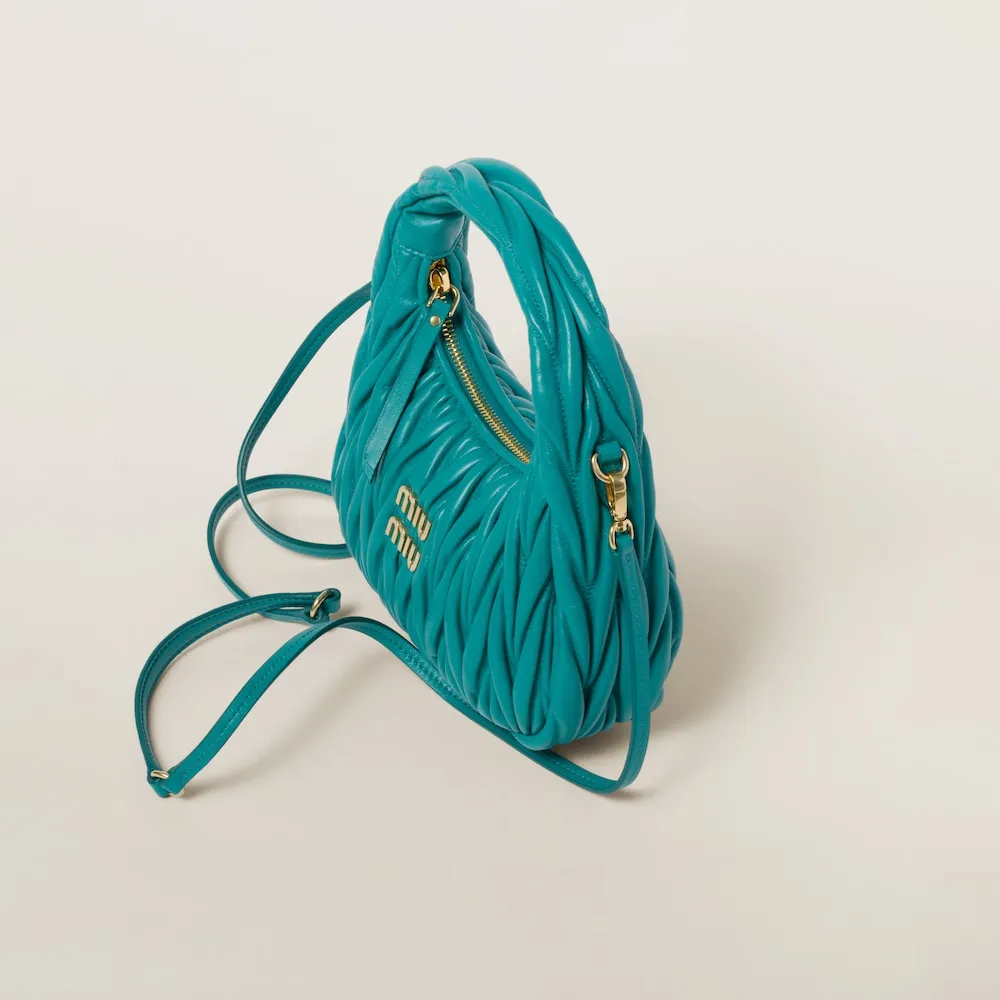 Wander matelassé nappa leather mini hobo bag
