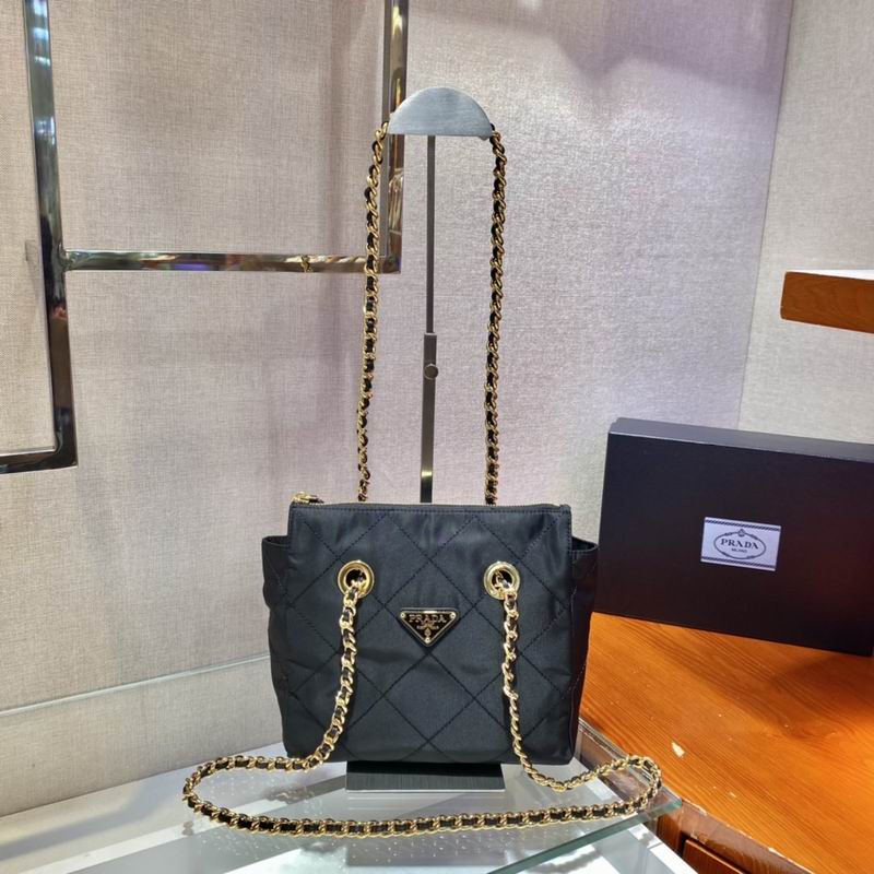 Linen blend and leather mini-buckle bag