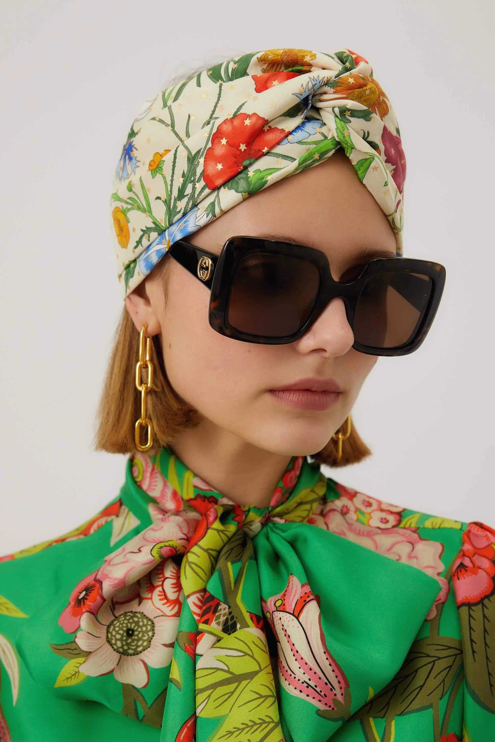 Gucci squared havana acetate sunglasses