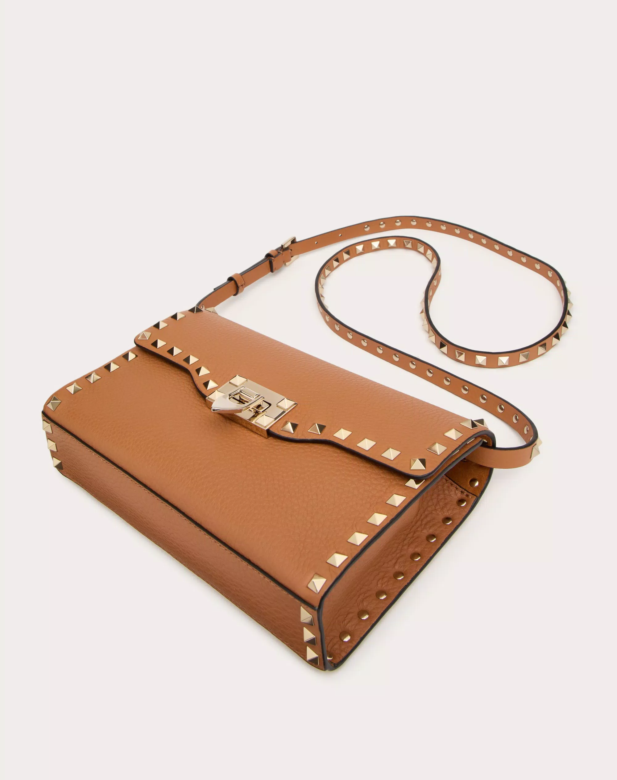 SMALL ROCKSTUD GRAINY CALFSKIN CROSSBODY BAG