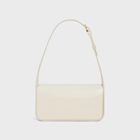SHOULDER BAG TERENCE IN PATENT CALFSKIN WHITE COTTON