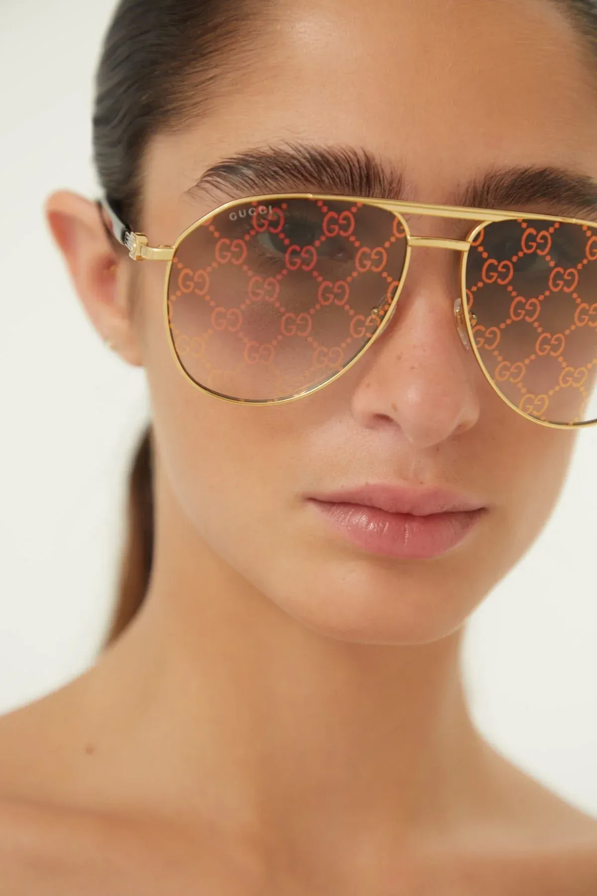 Gucci pilot all over logo metal sunglasses