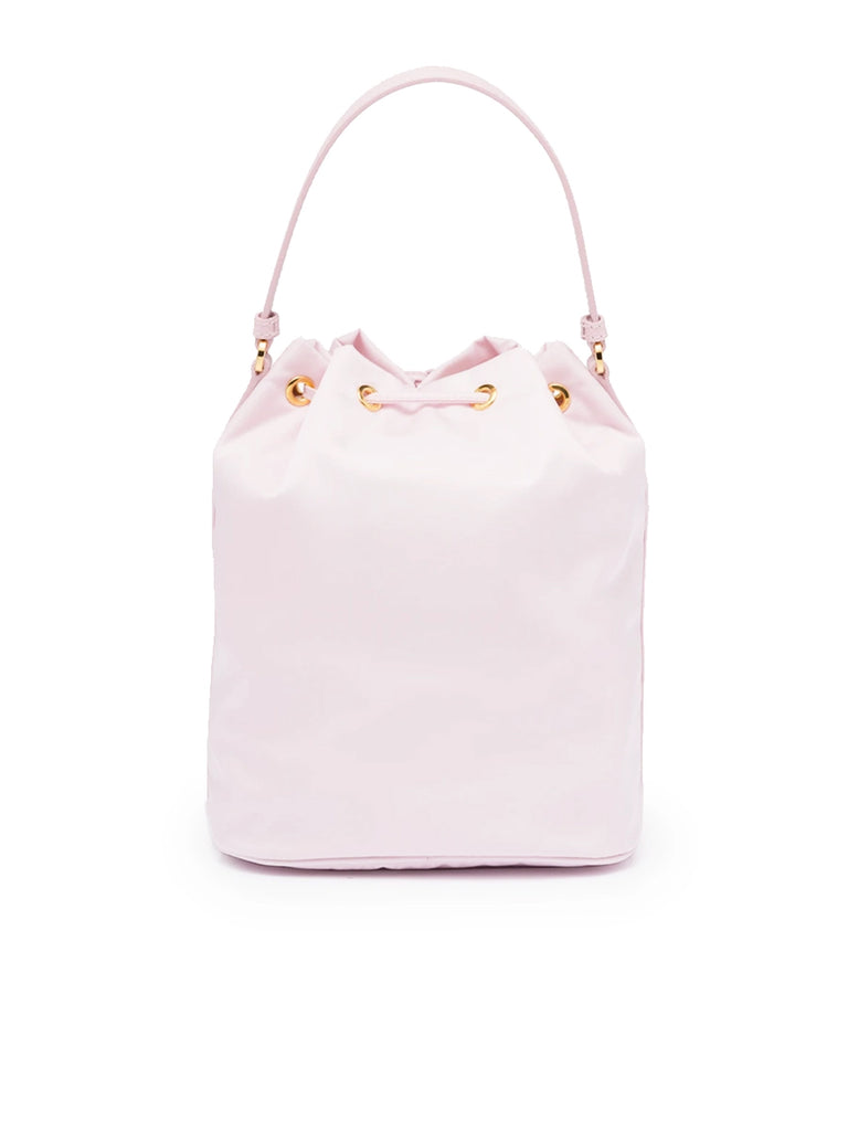 Prada Duet Re-Nylon Bucket Shoulder Bag in Alabaster Pink