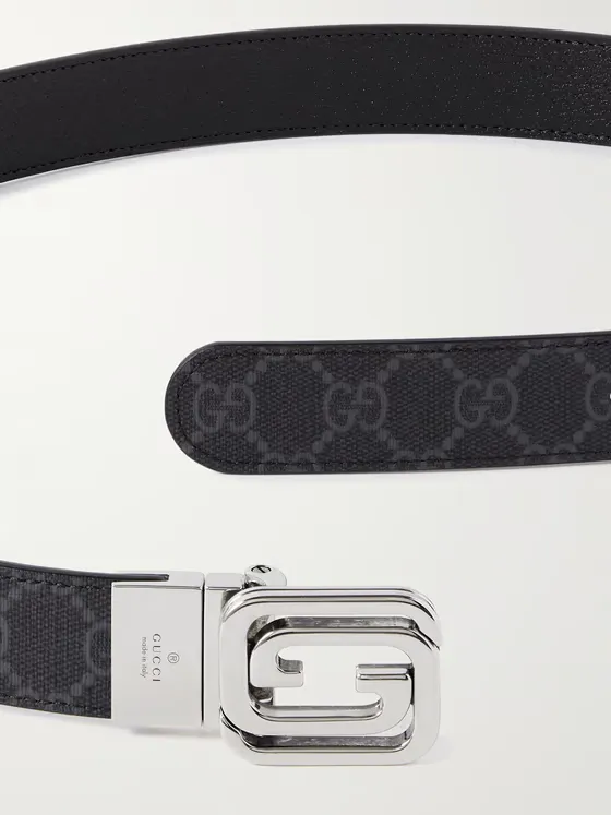 3cm Reversible Monogrammed Supreme Coated-Canvas and Full-Grain Leather Belt