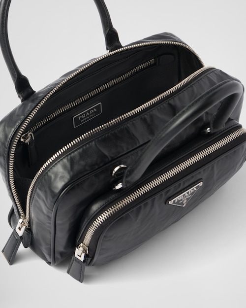 Prada Antique nappa leather multi-pocket top-handle bag - Black